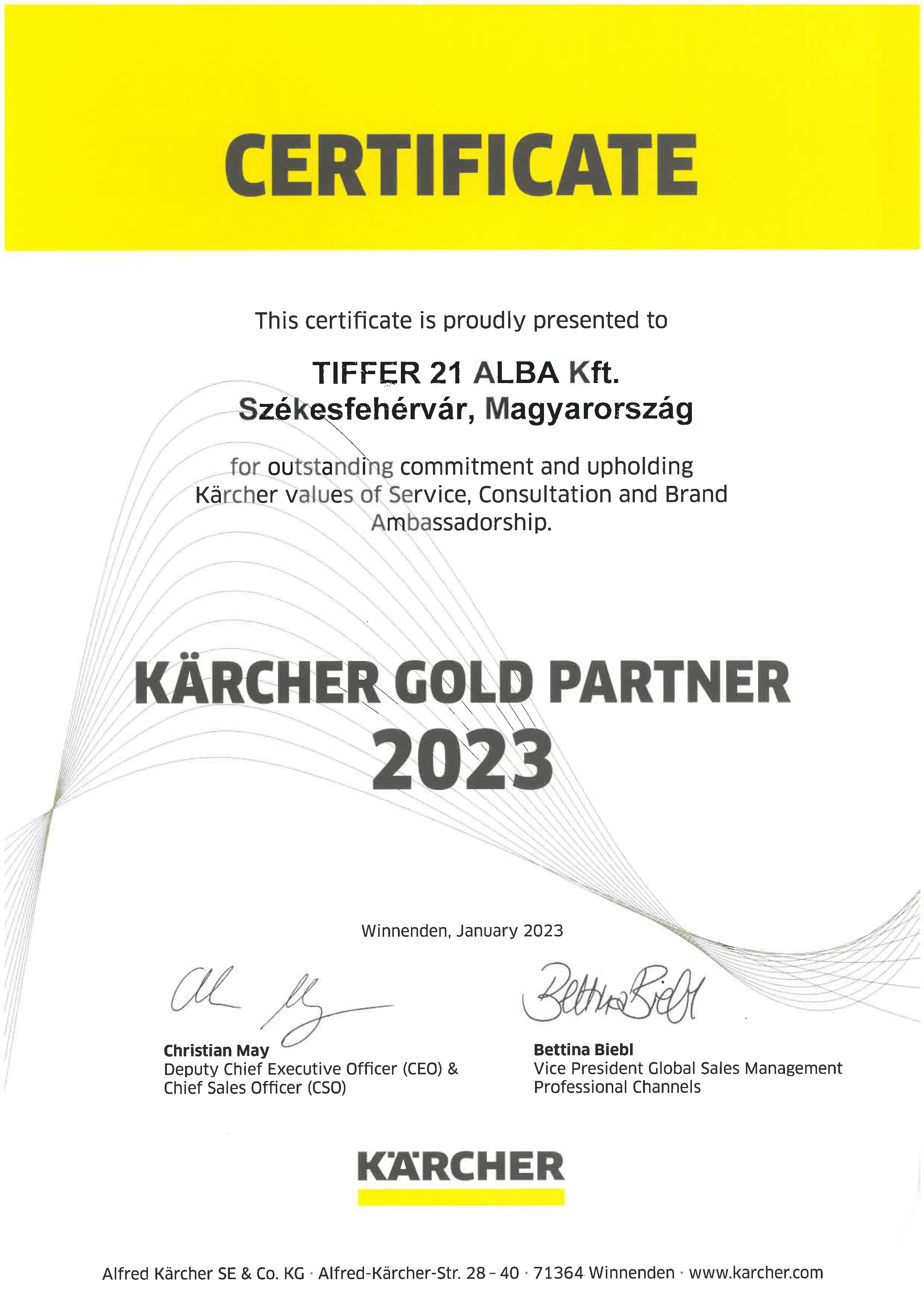 Tiffer 21 Alba Kft. K&auml;rcher Tan&uacute;s&iacute;tv&aacute;ny